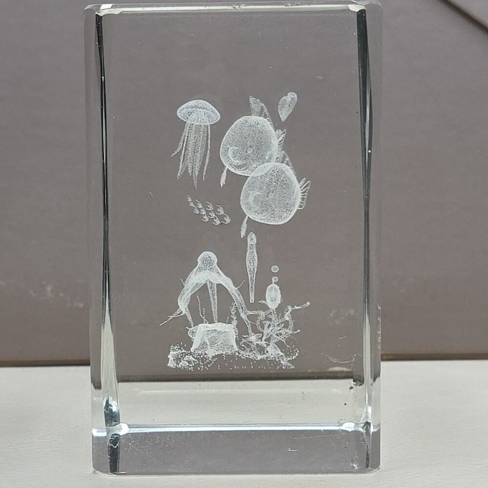 Art Glass Paper Weight Fish Underwater Ocean View 3D, Amazing Piece! Octopus Sea - Picture 3 of 8